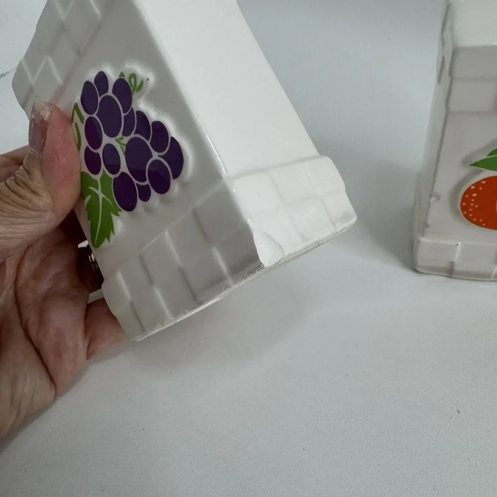 Vtg 80s Shafford Salt & Pepper Shakers Japan Kitschy Fruit Basket Checkerboard